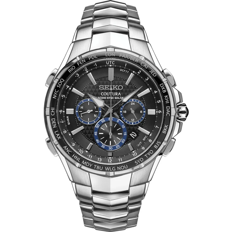 Montre Seiko Coutura Homme SSG009 Solaire Chronographe Argenté Noir