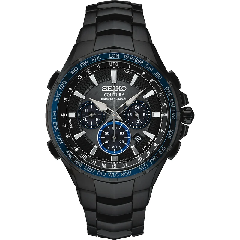 Montre Seiko Coutura Homme SSG021 Solaire Chronographe Noir Bleu