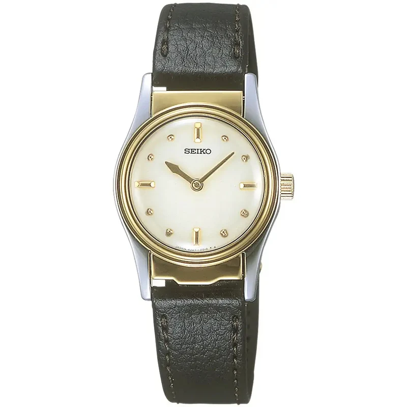 Montre Seiko Braille Femme SWL002J5 Argenté Doré Cuir Noir