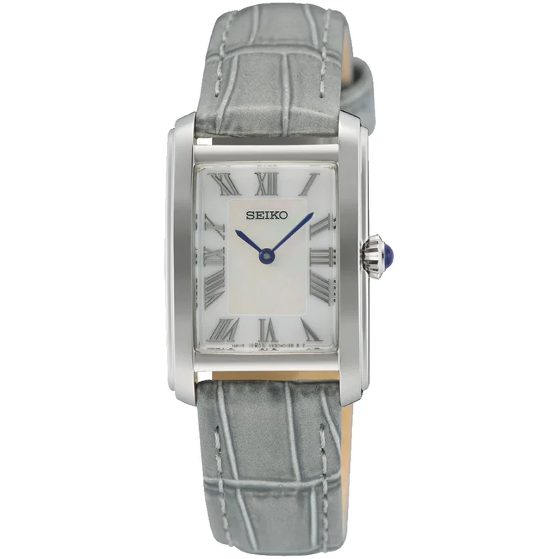 Montre Seiko Classique Quartz Femme SWR099P1 Argenté Nacre Bracelet Cuir