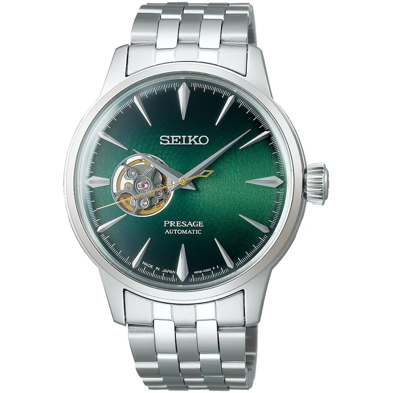 Montre Seiko Presage Cœur Ouvert Homme Automatique SSA441J1 Vert Grasshopper