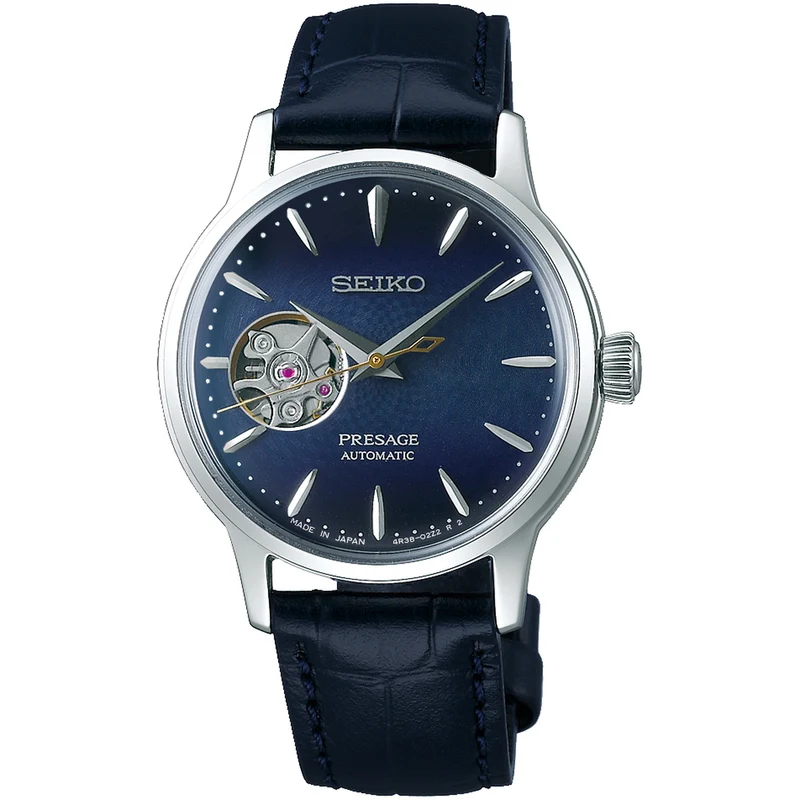 Montre Seiko Presage Cœur Ouvert Femme Automatique SSA785J1 Blue Moon