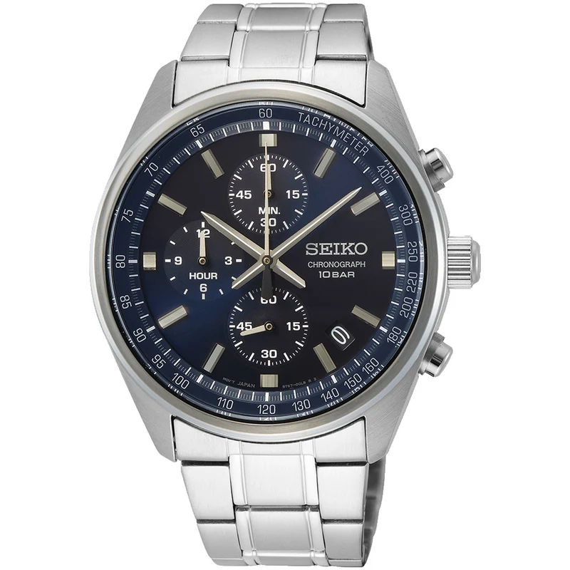Montre Seiko Chronographe Sport Homme Quartz SSB377P1 Acier Bleu