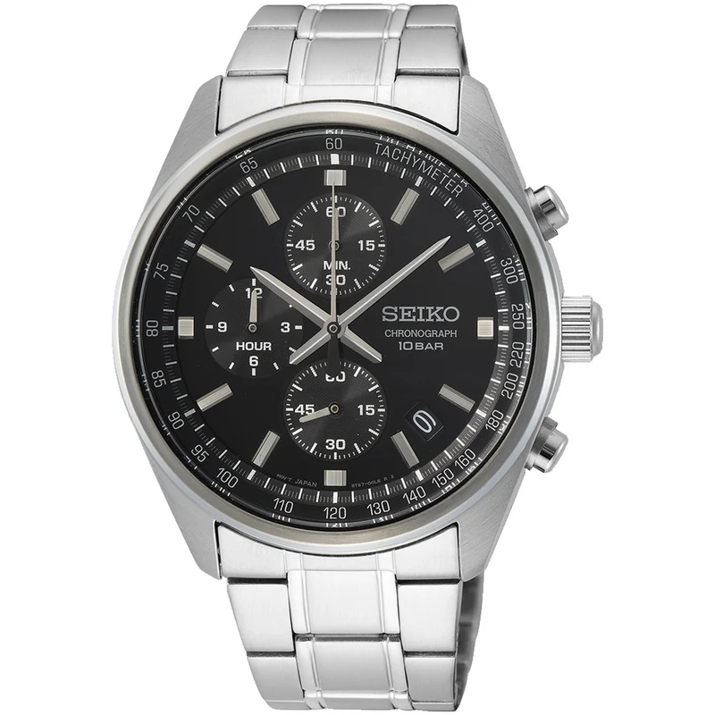 Montre Seiko Chronographe Sport Homme Quartz SSB379P1 Acier Noir