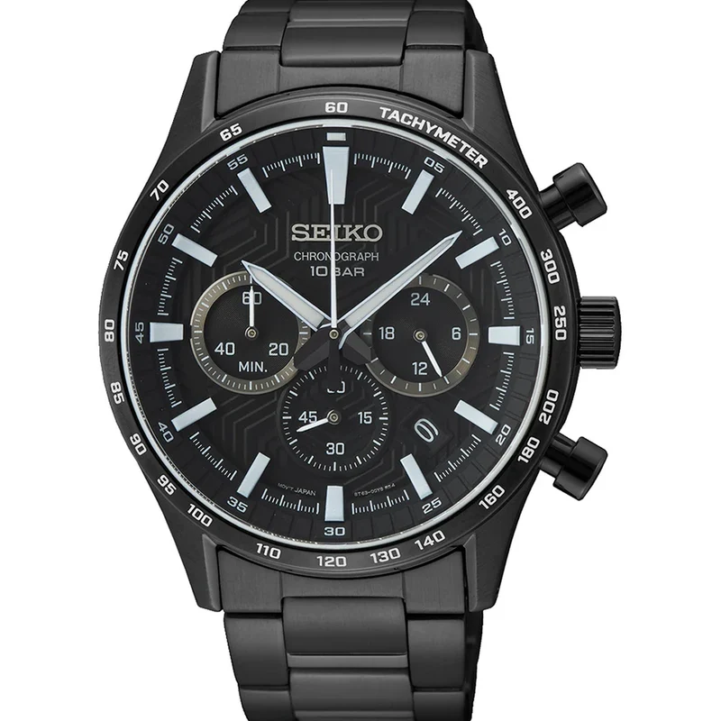 Montre Seiko Chronographe Urban Sports Homme Quartz SSB415P1 Noir Blanc