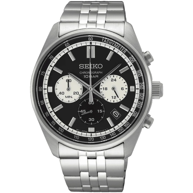 Montre Seiko Chronographe Sports Homme Quartz SSB429P1 Acier Noir Blanc