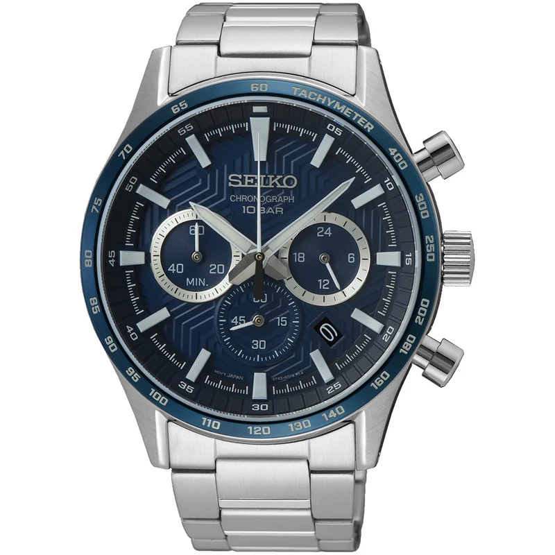 Montre Seiko Chronographe Sports Homme Quartz SSB445P1 Acier Bleu