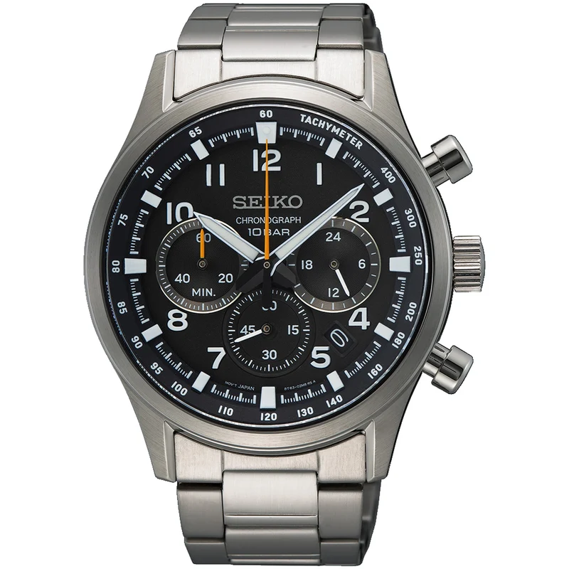 Montre Seiko Chronographe Sports Homme Quartz SSB447P1 Acier Noir