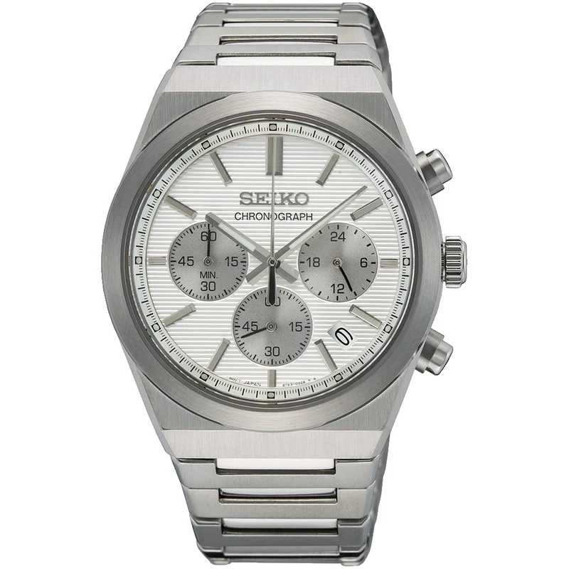 Montre Seiko Chronographe Sports Homme Quartz SSB451P1 Blanc