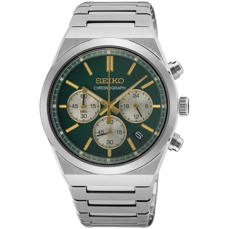 Montre Seiko Chronographe Sports Homme Quartz SSB461P1 Vert Doré