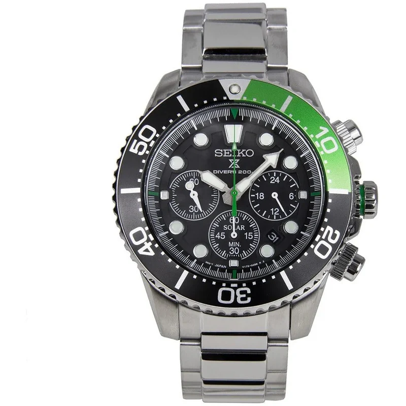 Montre Seiko Homme Prospex Solar Chronographe SSC615P1 Noir Vert