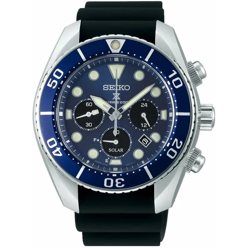 Montre Seiko Homme Prospex Solar Chronographe SSC759J1 Bleu Bracelet Caoutchouc