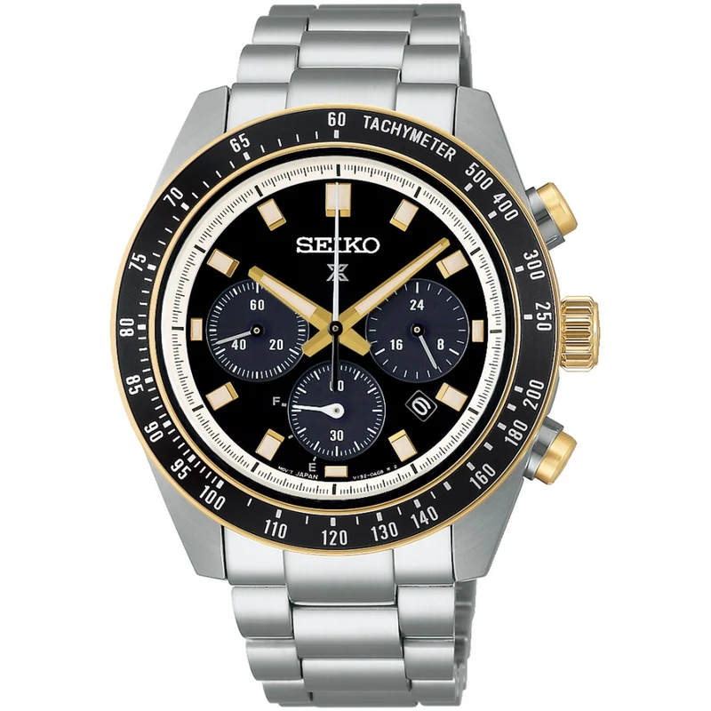 Montre Seiko Prospex Solar Homme SSC941P1 Speedtimer Chronograph Circuit Race Noir Doré