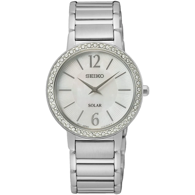 Montre Seiko Solar Quartz Femme SUP467P1 Nacre Ronde Argenté