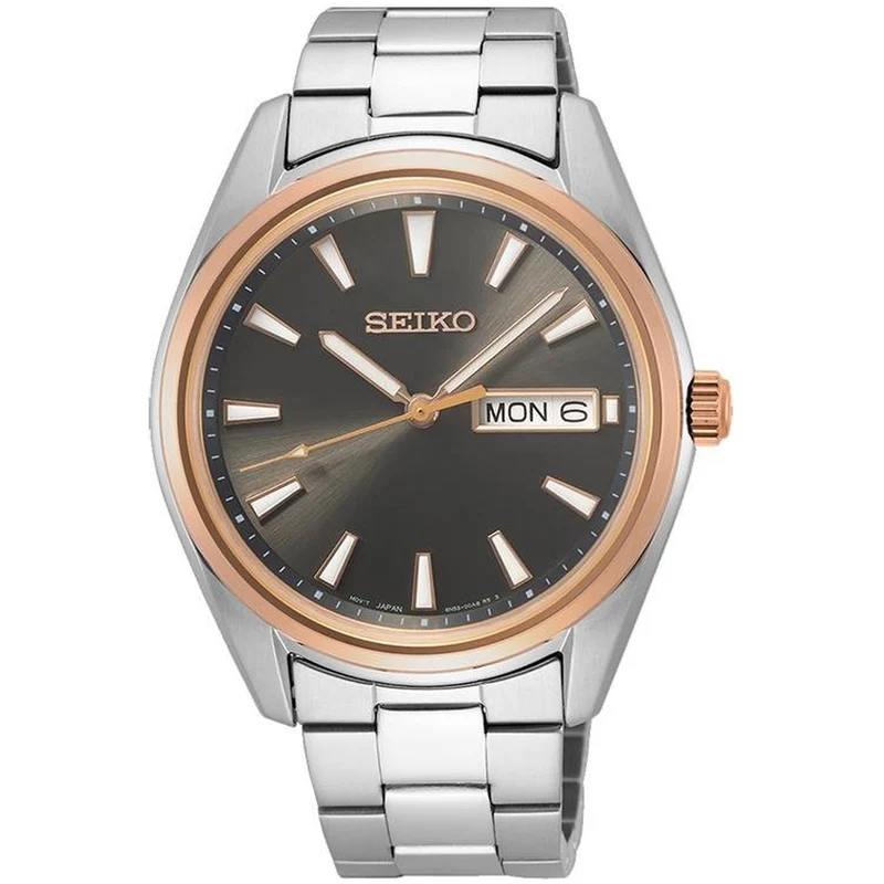 Montre Seiko Classique Homme SUR344P1 Date / Jour Gris Or Rose