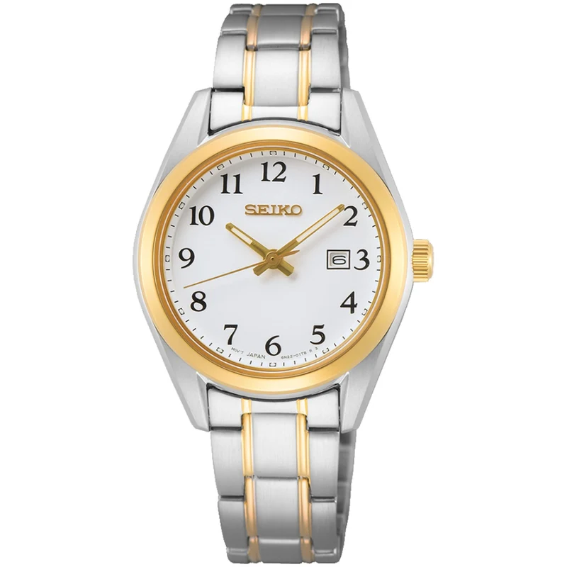 Montre Seiko Classique Quartz Femme SUR466P1 Chiffres Argenté Doré