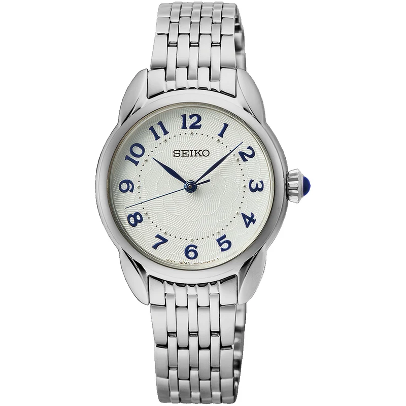 Montre Seiko Classique Quartz Femme SUR561P1 Ronde Argenté Chiffres Bleu