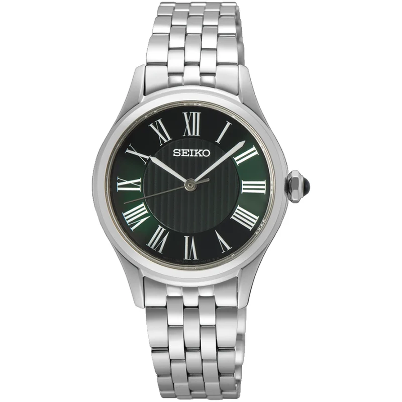 Montre Seiko Classique Quartz Femme SUR611P1 Argenté Vert Chiffres Romains