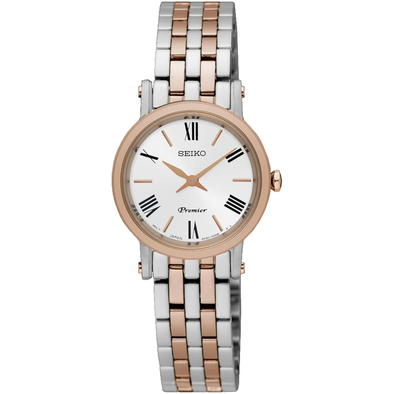 Montre Seiko Premier Quartz Femme SWR028P1 Ronde Or Rose Argenté