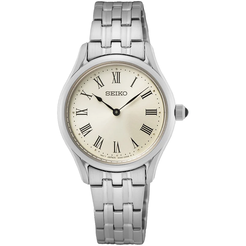Montre Seiko Classique Quartz Femme SWR069P1 Argenté Beige Chiffres Romains