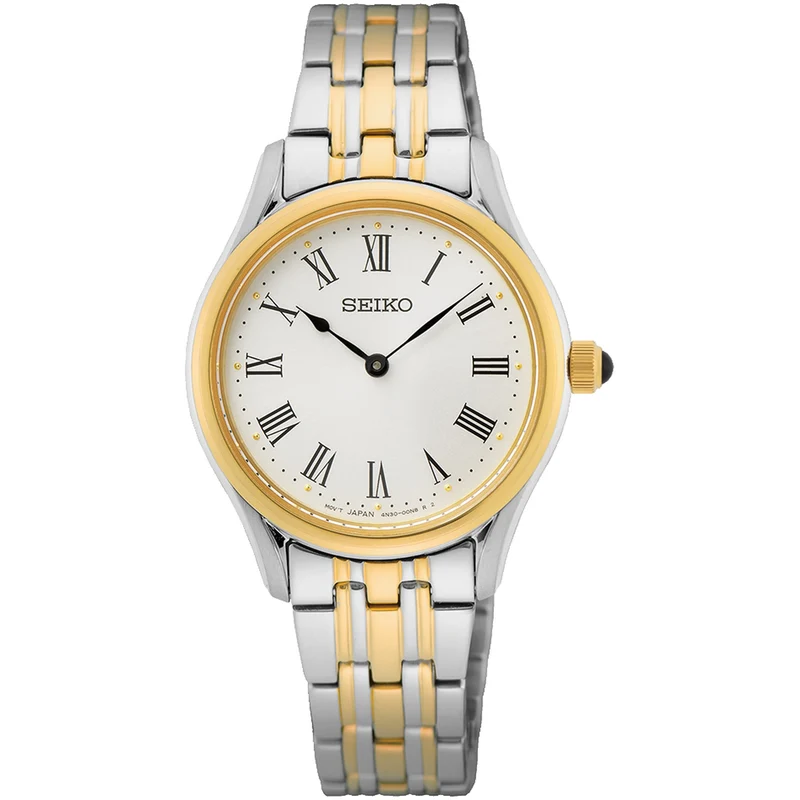 Montre Seiko Classique Quartz Femme SWR070P1 Argenté Doré Chiffres Romains