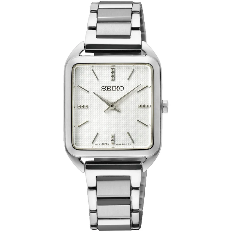 Montre Seiko Classique Quartz Femme SWR073P1 Rectangulaire Argenté Blanc