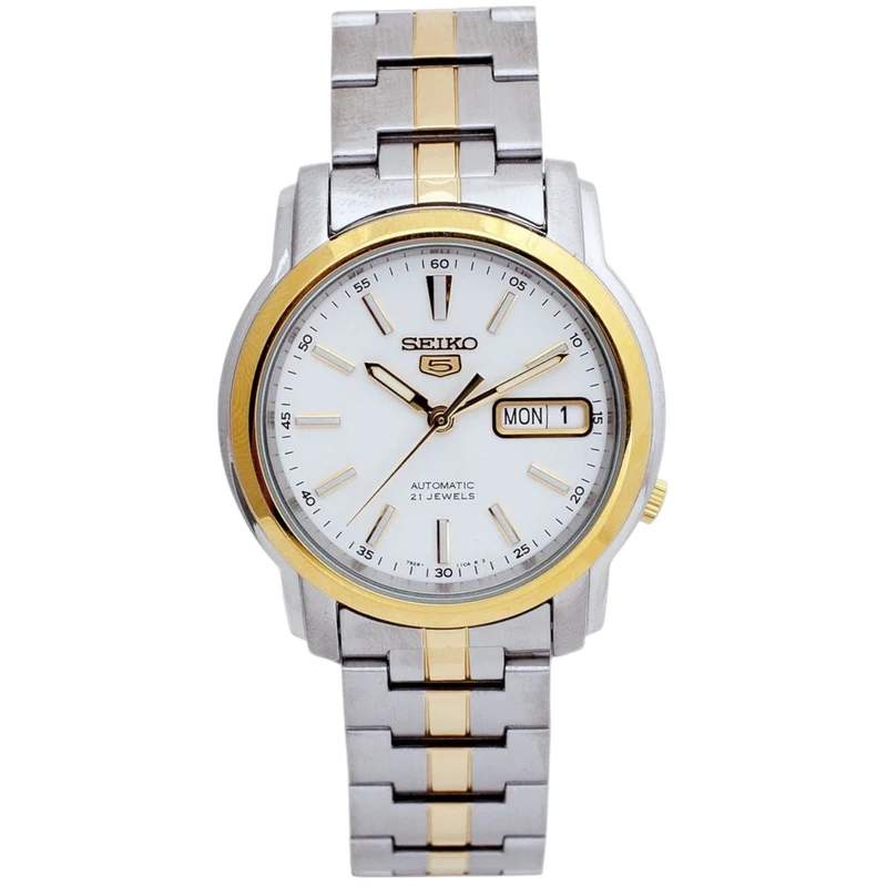 Montre Seiko 5 SNKL84K1 Homme Automatique Blanc Doré