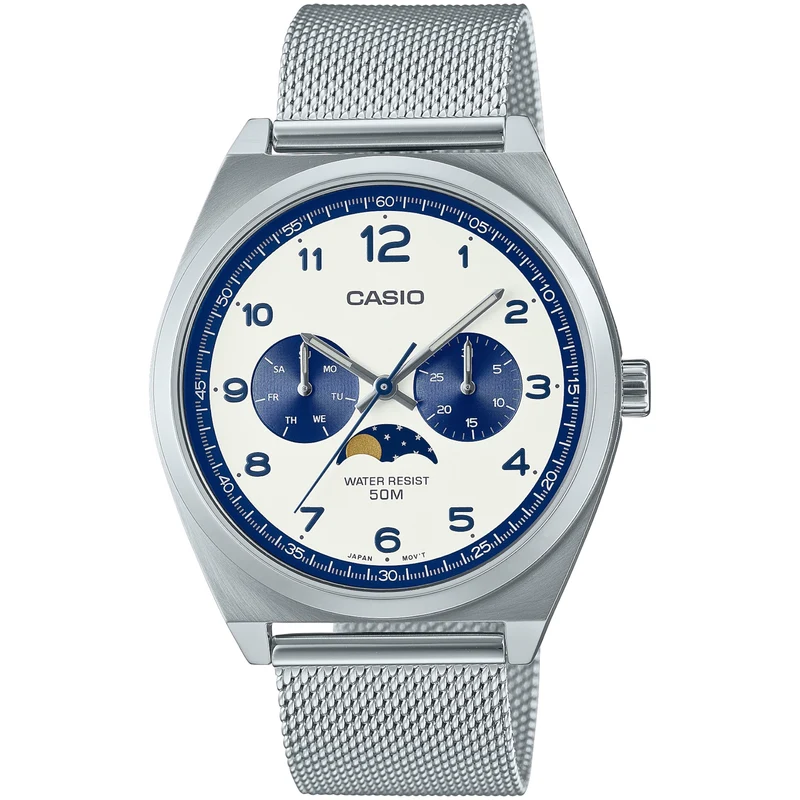 Montre Casio Standard Homme MTP-M300M-7A Moon Phase Blanc Quartz