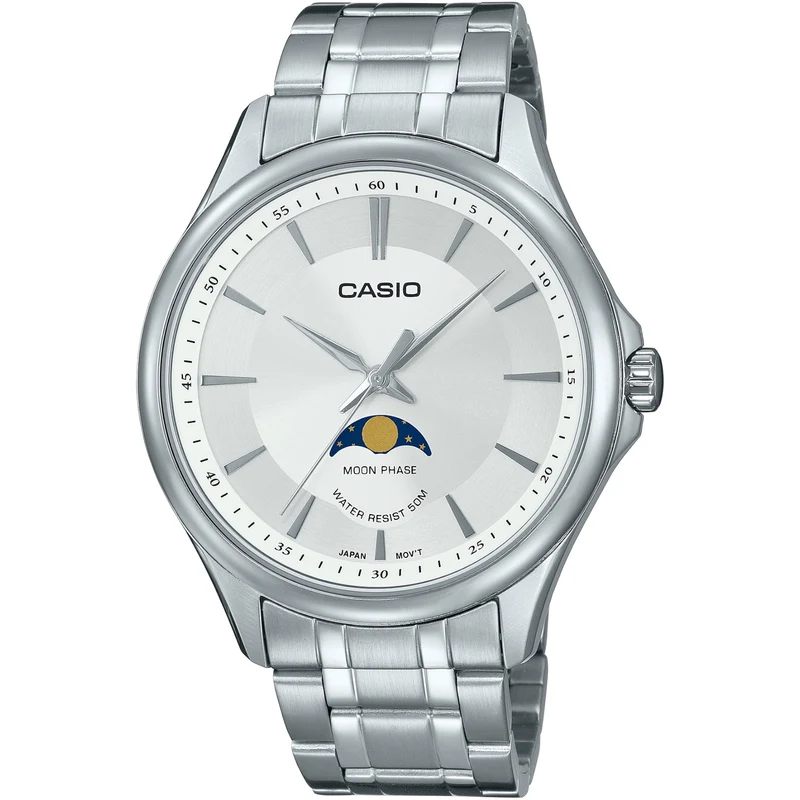 Montre Casio Standard Homme MTP-M100D-7A Moon Phase Blanc Quartz