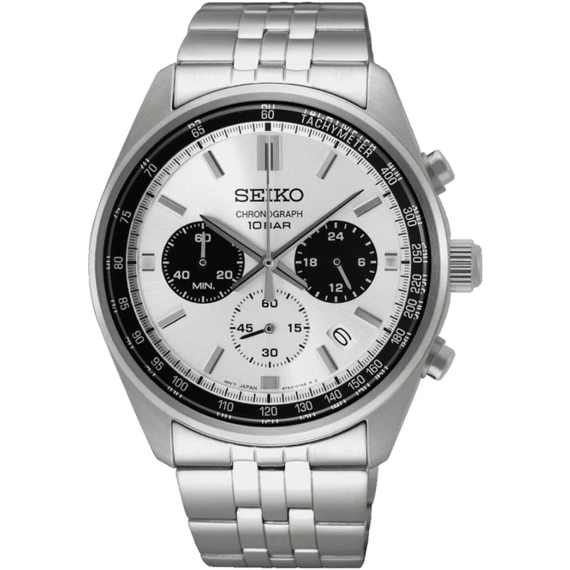 Montre Seiko Homme SSB425P1 Chronograph Argenté Blanc Noir