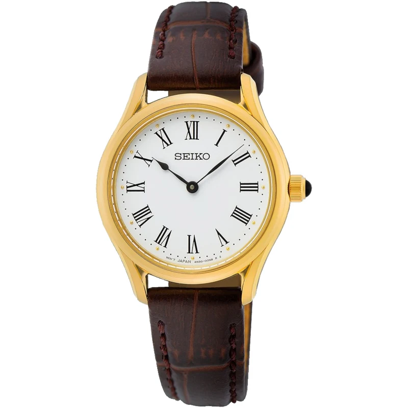 Montre Seiko Femme SWR072P1 Doré Blanc Chiffres Romains Quartz