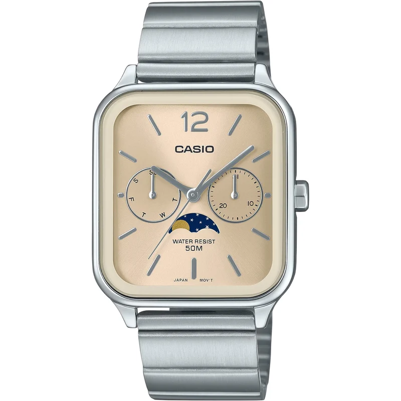 Montre Casio Standard Homme MTP-M305D-9A Moon Phase Champagne Quartz