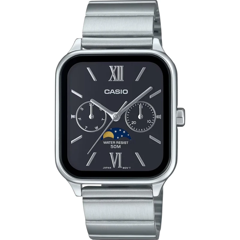 Montre Casio Standard Homme MTP-M305D-1A2 Moon Phase Noir Chiffres Romains Quartz