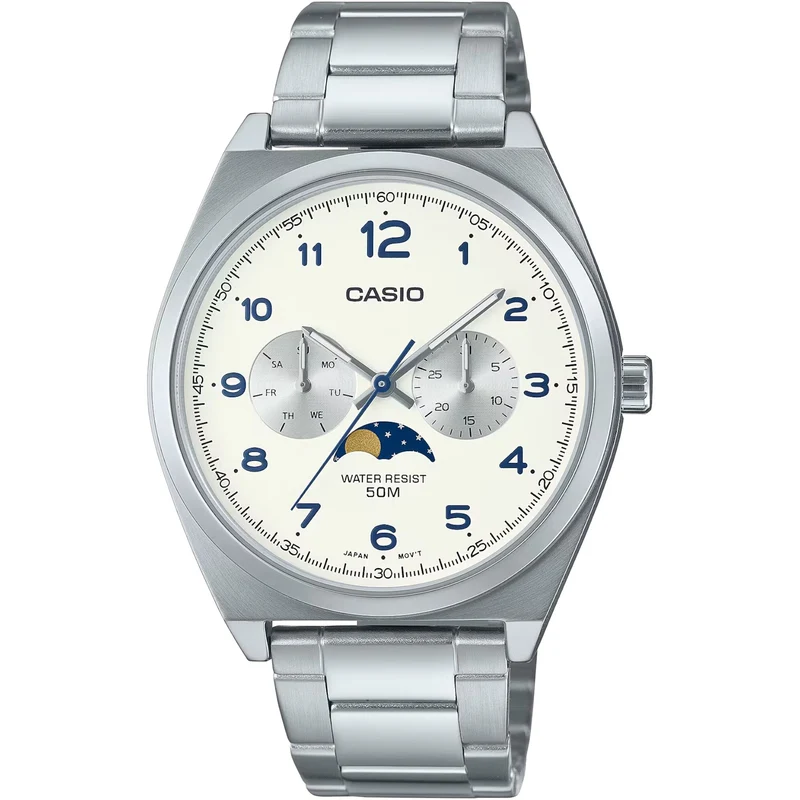 Montre Casio Standard Homme MTP-M300D-7A Moon Phase Blanc Quartz