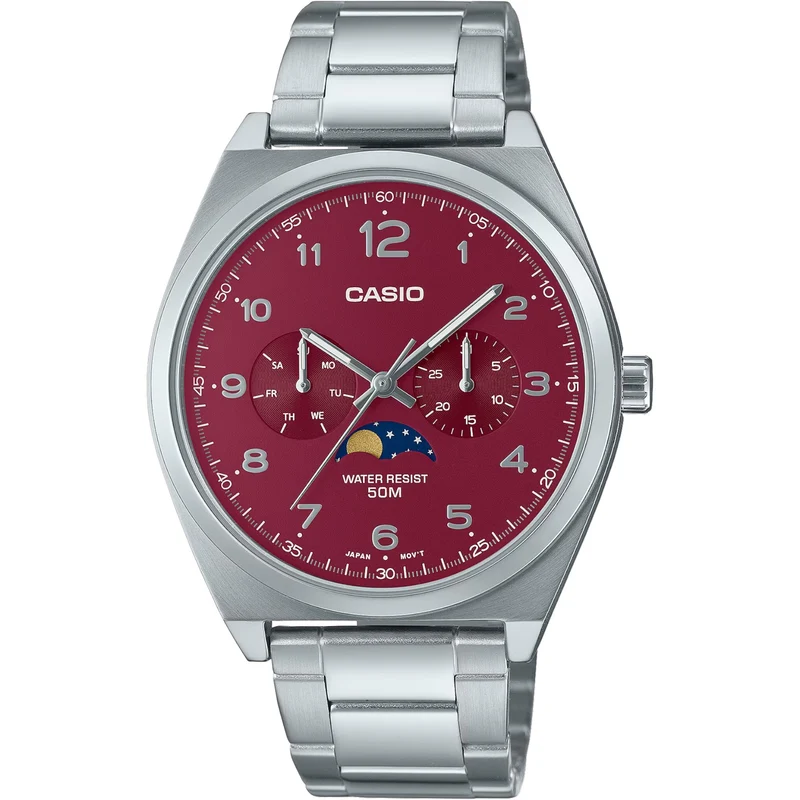 Montre Casio Standard Homme MTP-M300D-4A Moon Phase Rouge Quartz