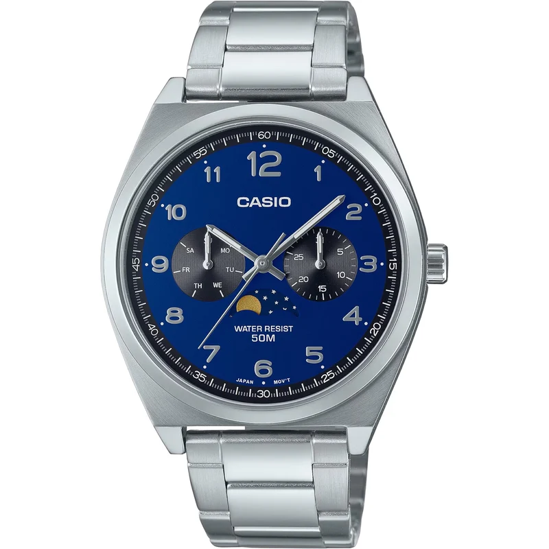 Montre Casio Standard Homme MTP-M300D-2A Moon Phase Bleu Quartz