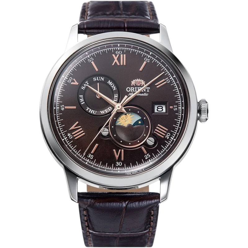 Montre Orient Bambino V9 Classic Sun and Moon RA-AK0804Y30B Automatique Marron
