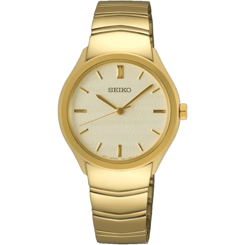 Montre Seiko Classic Femme SUR552P1 Blanc Plaqué Or Quartz