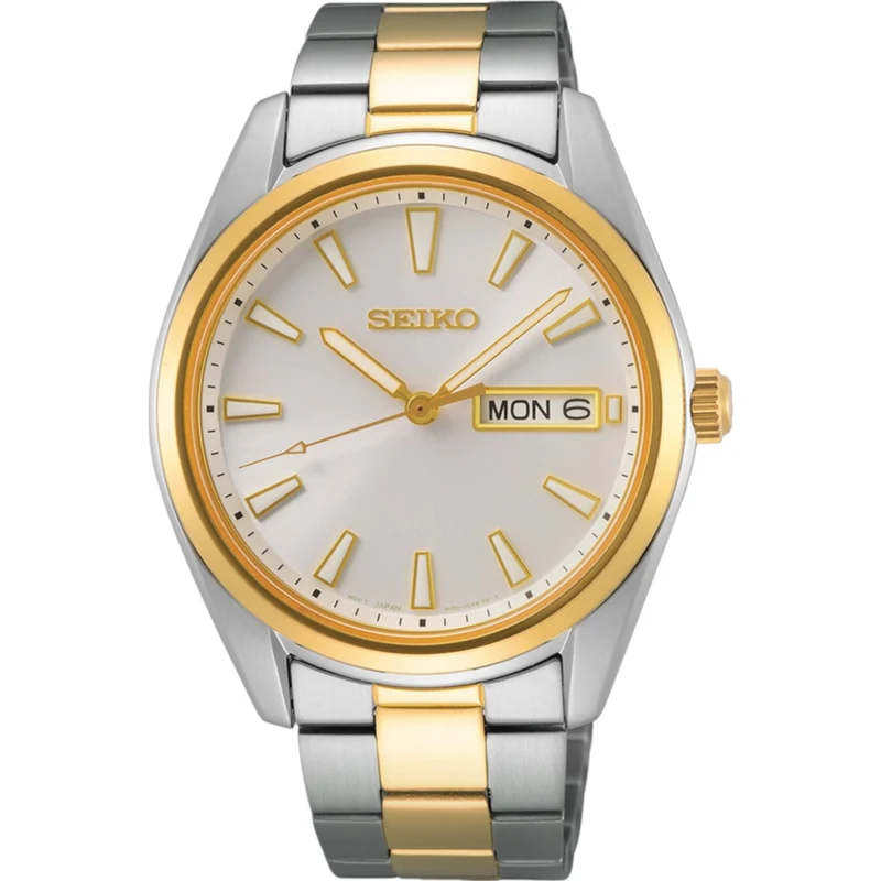 Montre Seiko Classic Homme SUR446P1 Blanc Argenté Doré Quartz