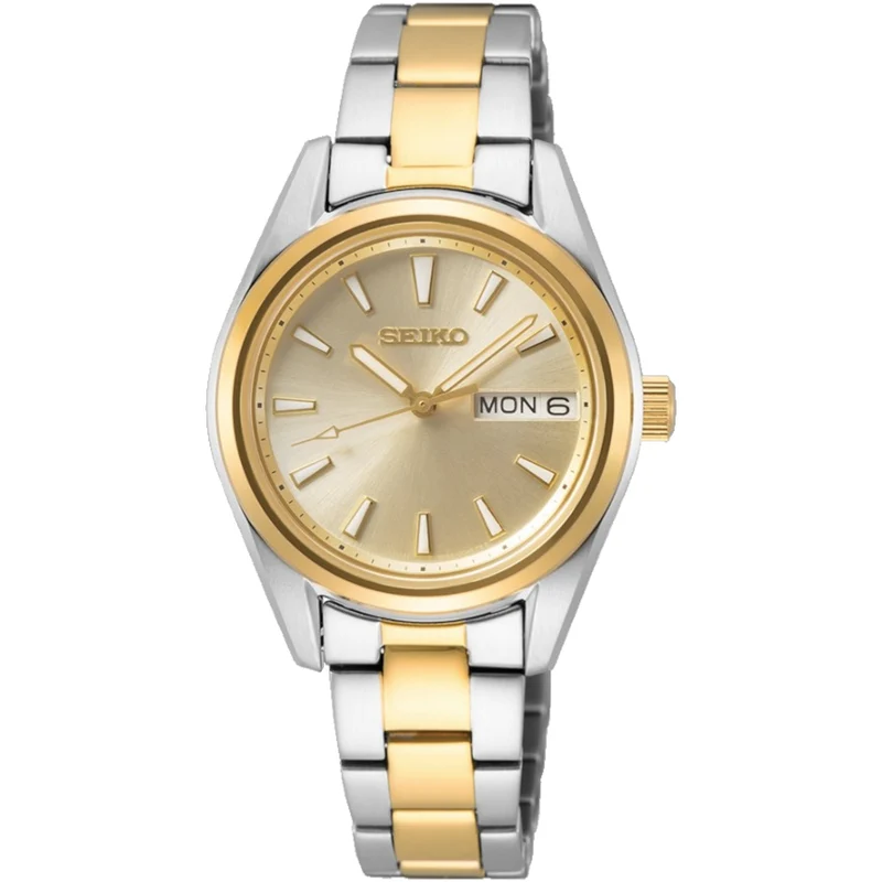 Montre Seiko Neo Classic Femme SUR354P1 Doré Bicolore Jour / Date Quartz