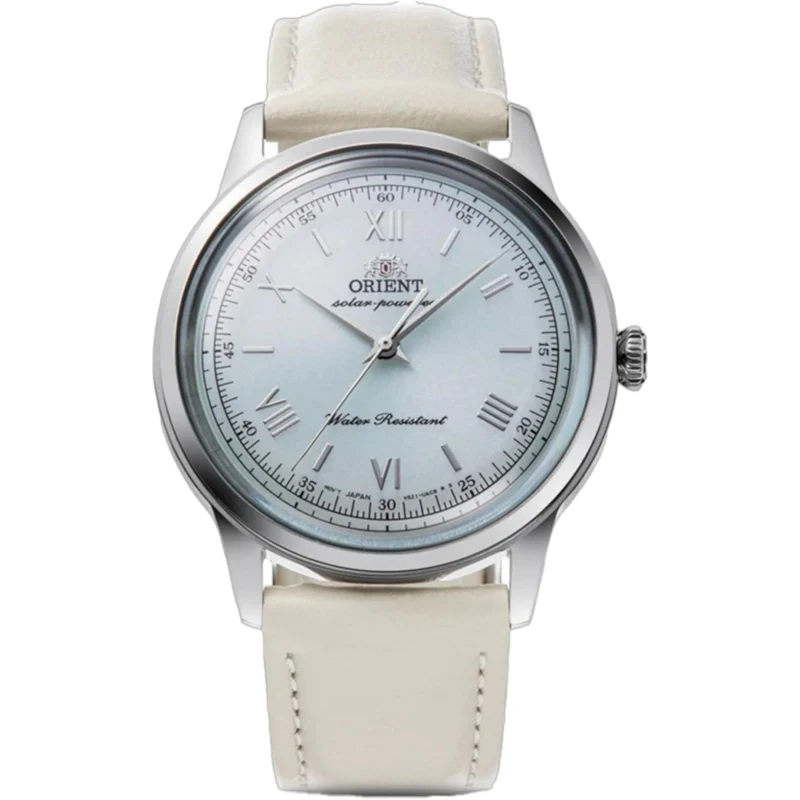 Montre Orient Bambino RA-WK0002E10B Quartz Solar Bleu Clair Cuir