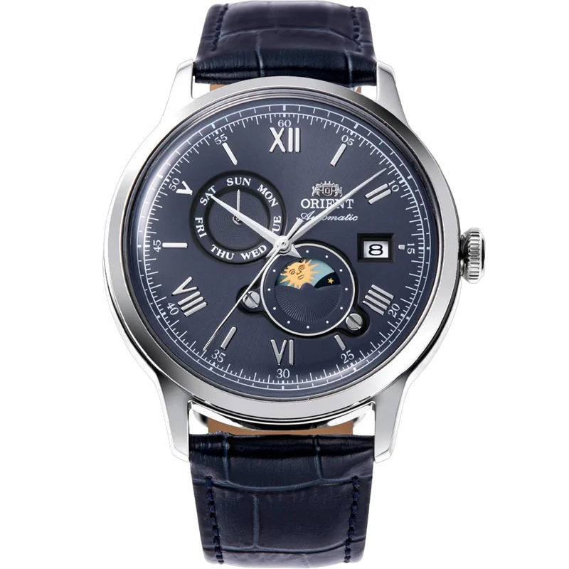 Montre Orient Bambino V9 Classic Sun and Moon RA-AK0806L30B Automatique Bleu