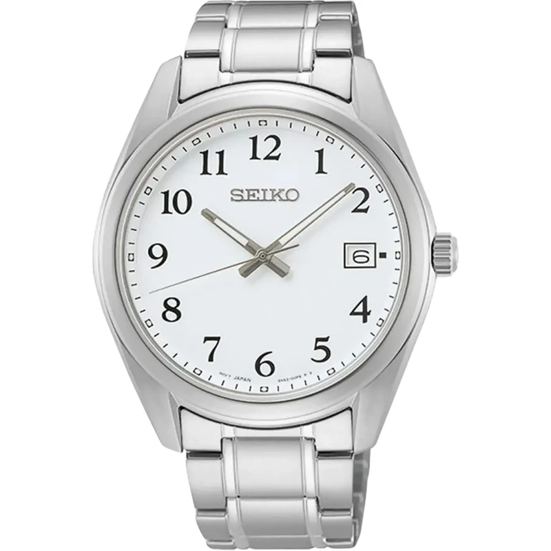 Montre Seiko Classic Homme SUR459P1 Blanc Chiffres Noirs Quartz
