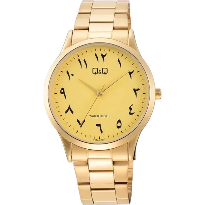 Montre Q&Q Arabic Dial C08A-026PY Homme Doré