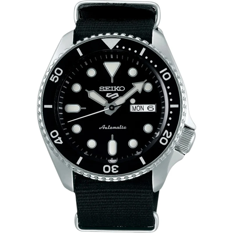 Montre Automatique Homme Seiko 5 Sports SRPD55K3 Noir Bracelet Nylon