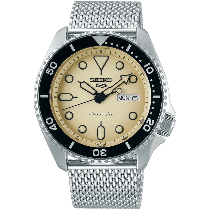 Montre Automatique Homme Seiko 5 Sports SRPD67K1 Suits Beige Bracelet Maille Acier