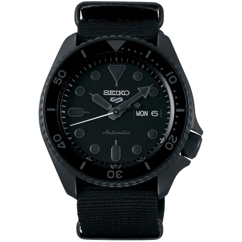 Montre Automatique Homme Seiko 5 Sports SRPD79K1 Street Noir Bracelet Nylon NATO Noir