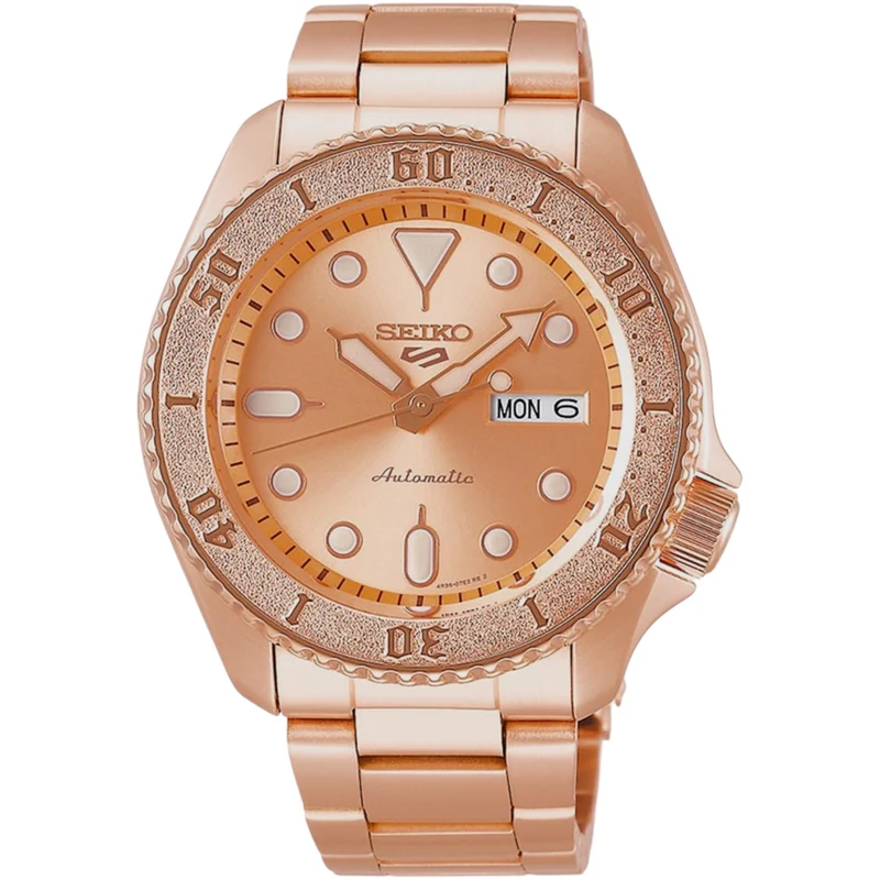 Montre Automatique Homme Seiko 5 Sports SRPE72K1 Or Rose Bracelet Acier