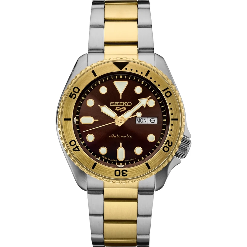 Montre Automatique Homme Seiko 5 Sports SRPK24 U.S. Special Creation Argenté Or Marron
