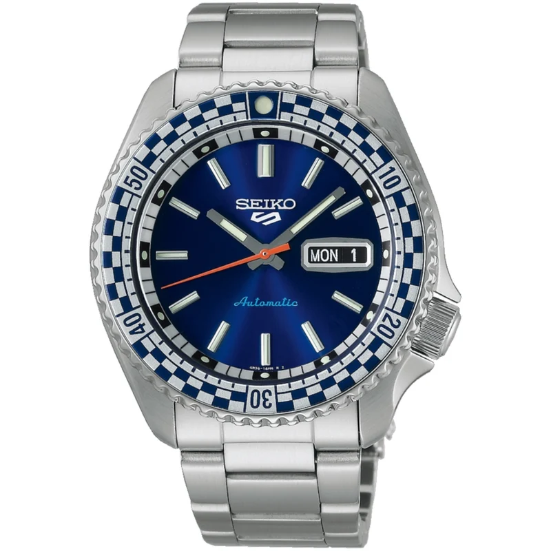 Montre Automatique Homme Seiko 5 Sports SRPK65K1 Édition Spéciale Checker Flag Bleu
